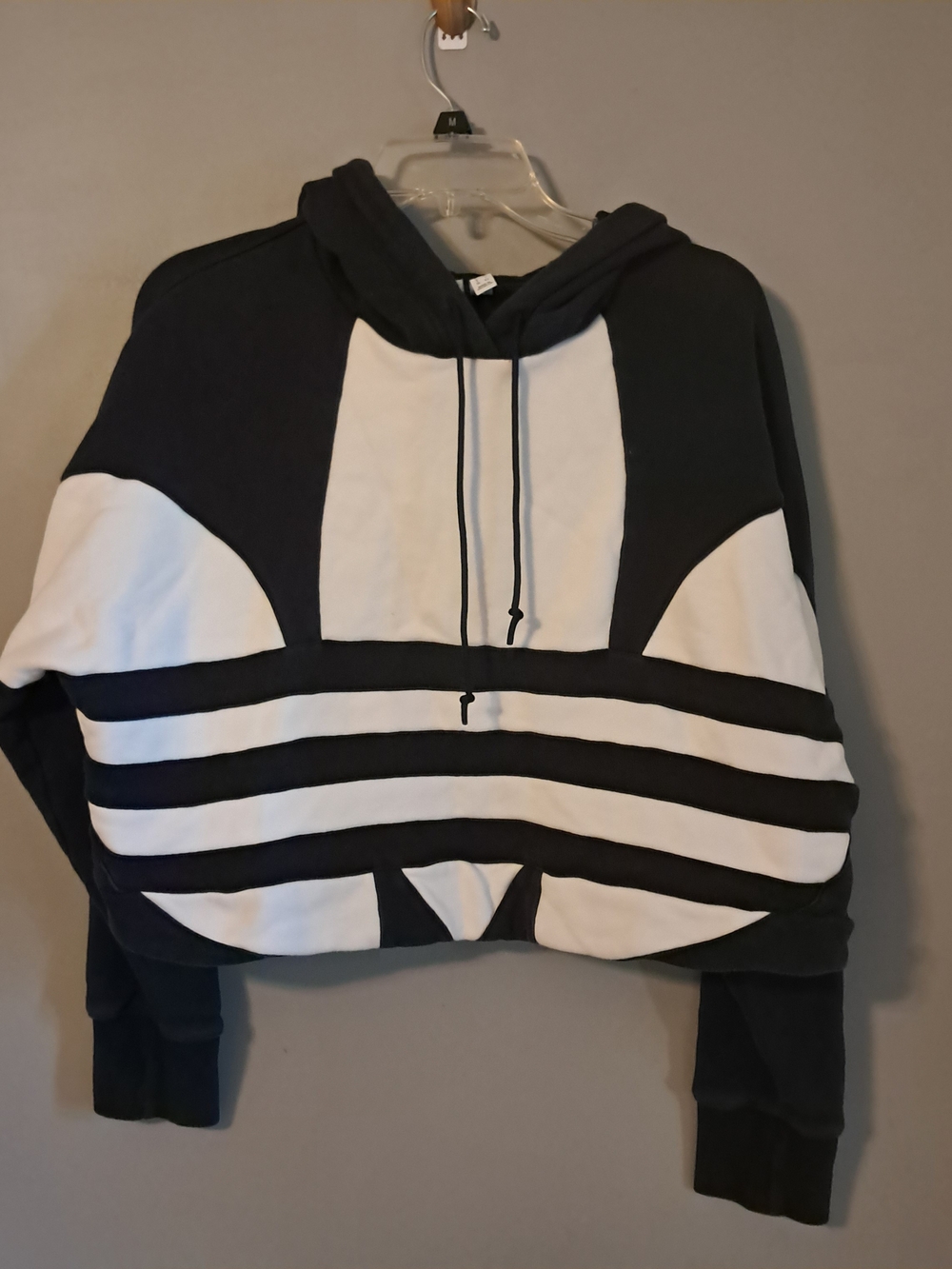 Adidas Black and White Crop Hoodie